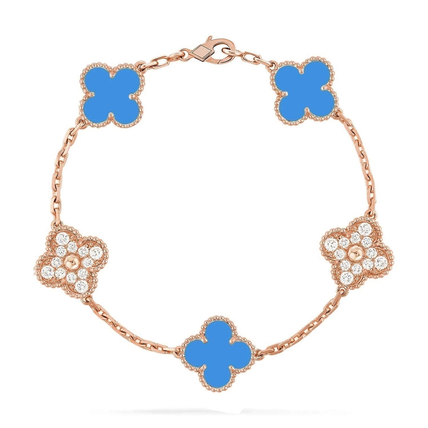 [Lira Jewelry] CLOVER 5 MOTIF BLUE AGATE BRACELET COLLECTION