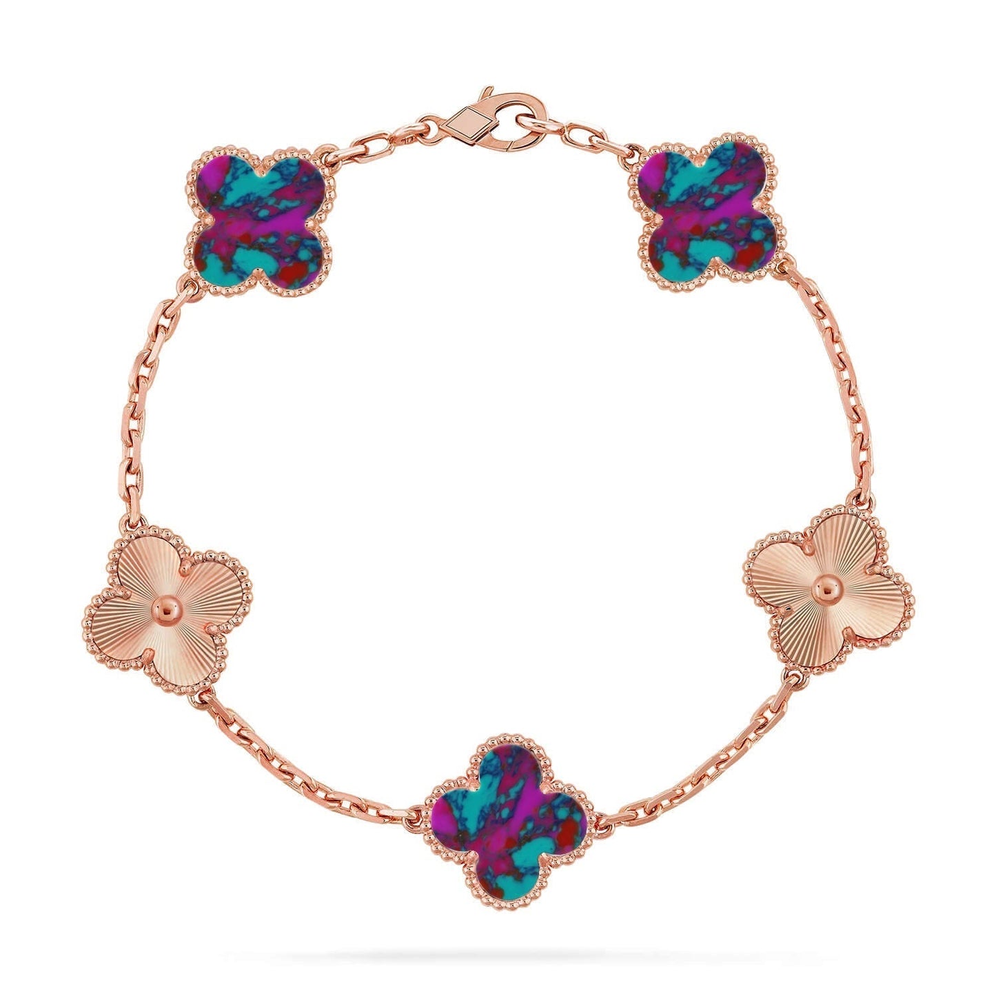 [Lira Jewelry]CLOVER 5 MOTIF COLOR GEMSTONES BRACELET COLLECTION