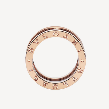 [Lira Jewelry]ZERO 1 FOUR-BAND LOOPS AND BLACK CERAMIC SPIRAL PINK GOLD RING