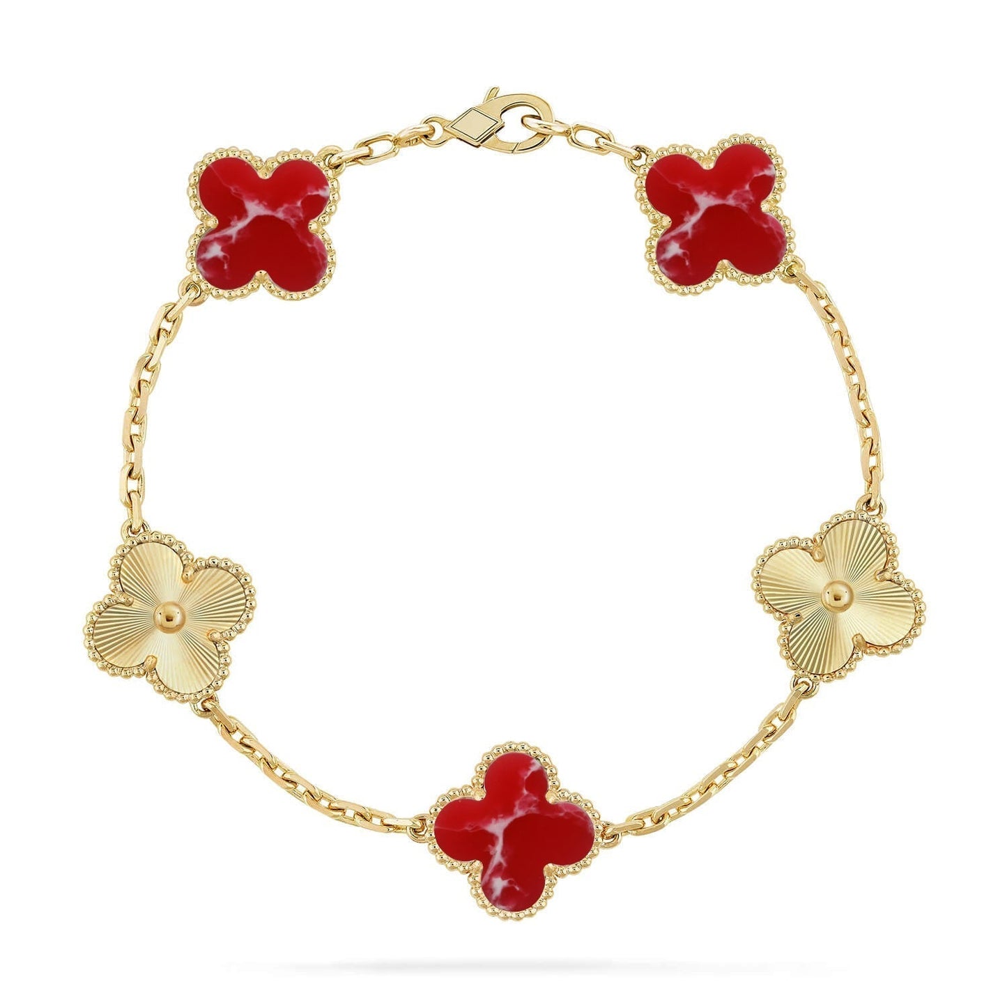 [Lira Jewelry]CLOVER 5 MOTIF RED PATTERN BRACELET COLLECTION