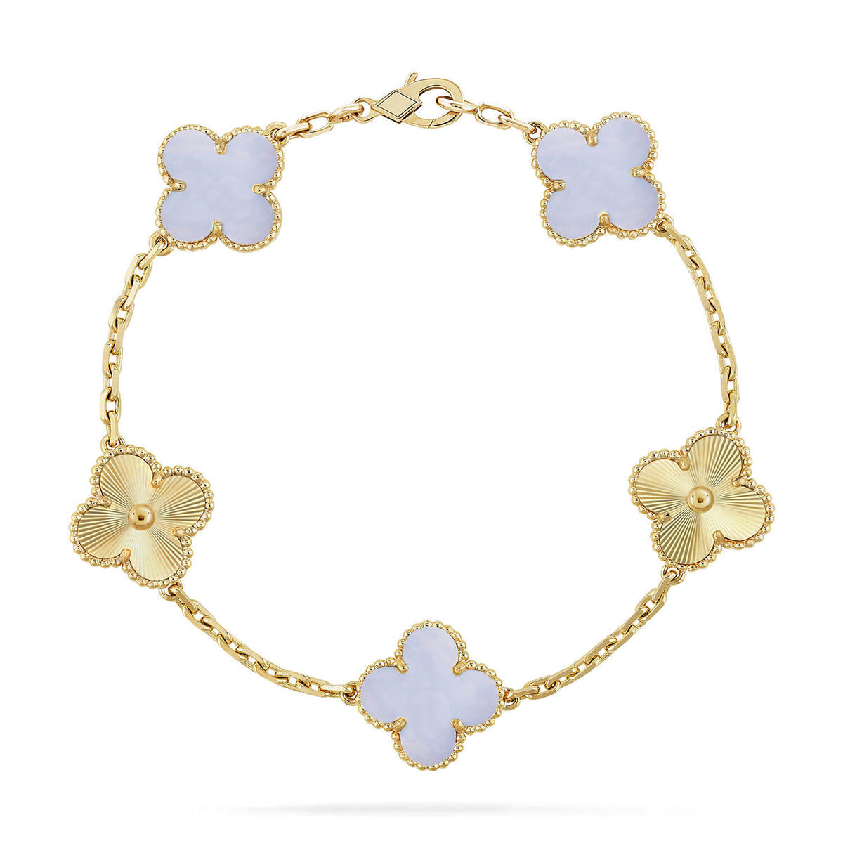 [Lira Jewelry] CLOVER 5 MOTIF PURPLE CHALCEDONY BRACELET COLLECTION