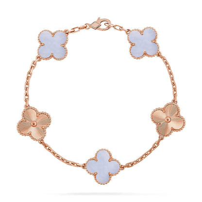 [Lira Jewelry] CLOVER 5 MOTIF PURPLE CHALCEDONY BRACELET COLLECTION