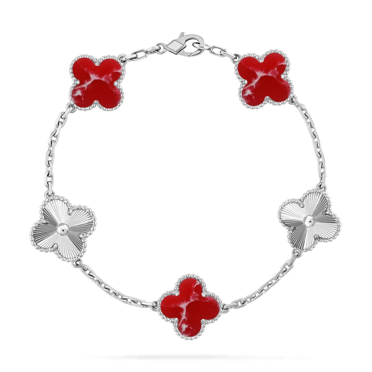 [Lira Jewelry]CLOVER 5 MOTIF RED PATTERN BRACELET COLLECTION