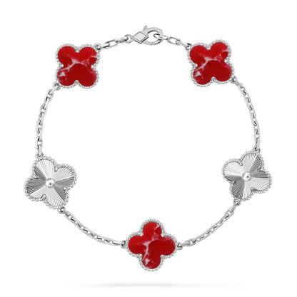 [Lira Jewelry]CLOVER 5 MOTIF RED PATTERN BRACELET COLLECTION