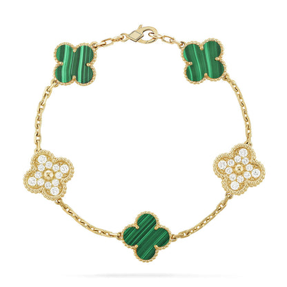 [Lira Jewelry] CLOVER 5 MOTIF MALACHITE BRACELET COLLECTION