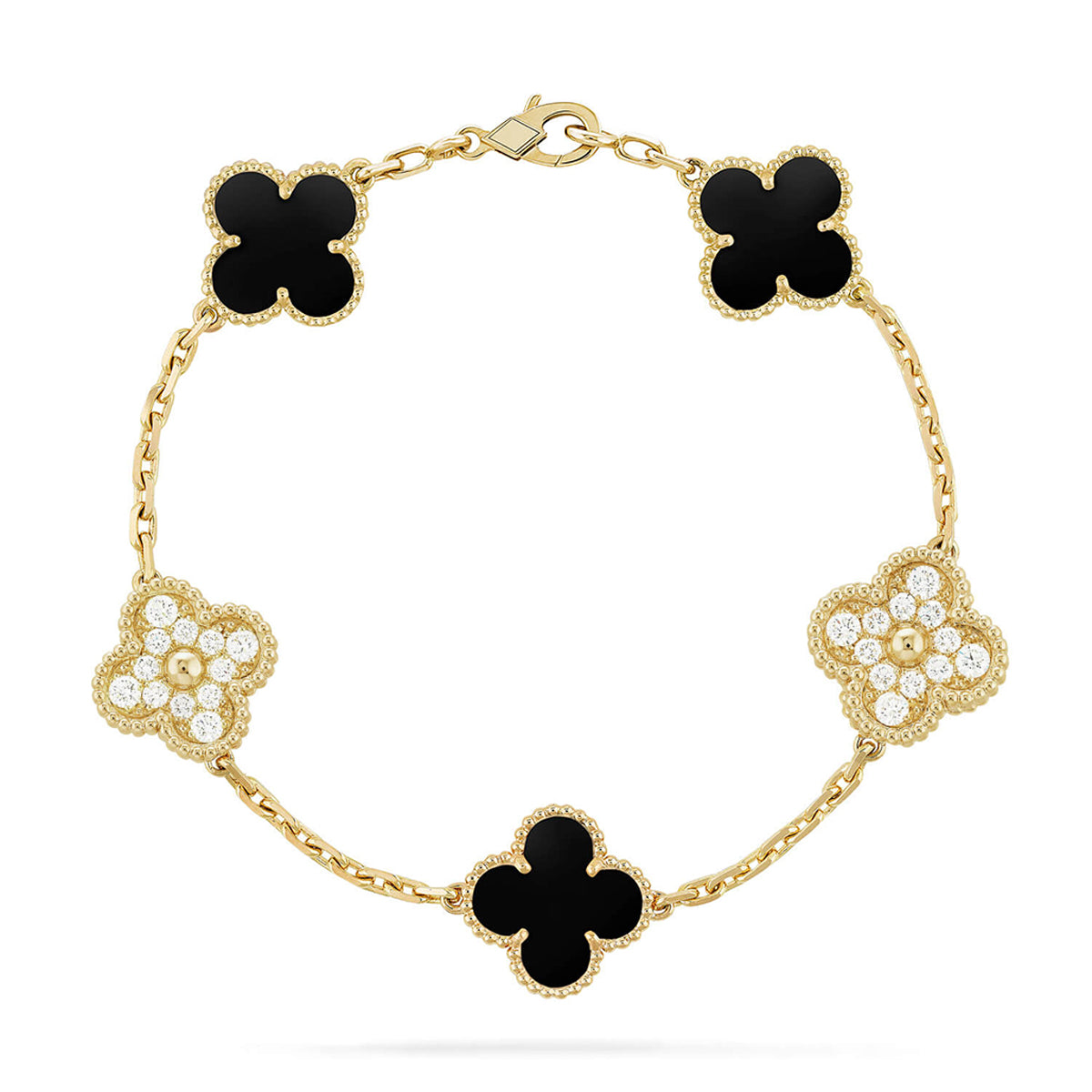 [Lira Jewelry] CLOVER 5 MOTIF ONYXS BRACELET COLLECTION
