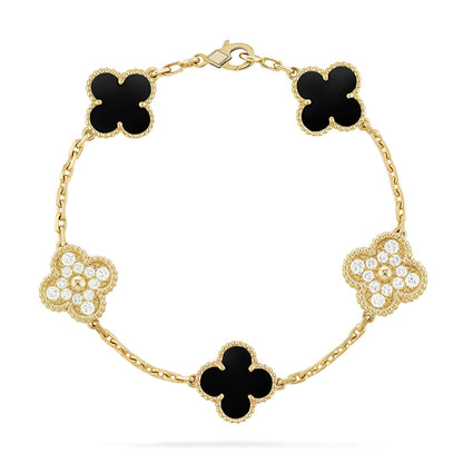 [Lira Jewelry] CLOVER 5 MOTIF ONYXS BRACELET COLLECTION
