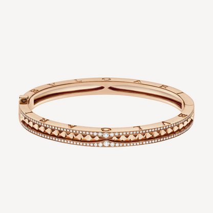 [Lira Jewelry]ZERO 1 SPIRAL AND PAVED DIAMOND PINK GOLD BRACELET