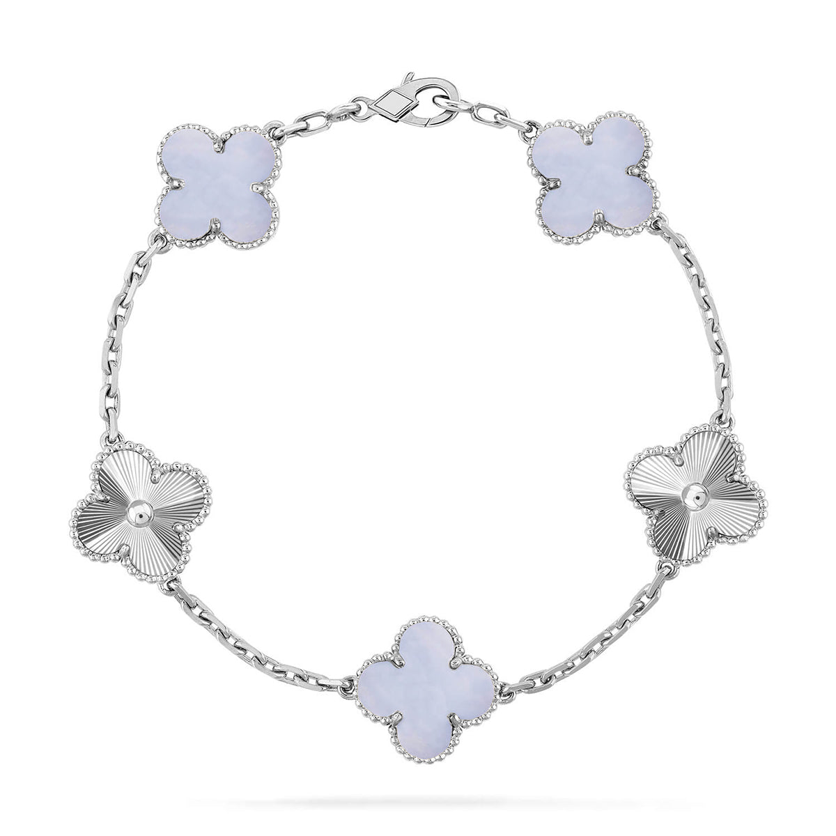 [Lira Jewelry] CLOVER 5 MOTIF PURPLE CHALCEDONY BRACELET COLLECTION