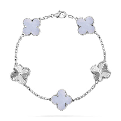 [Lira Jewelry] CLOVER 5 MOTIF PURPLE CHALCEDONY BRACELET COLLECTION