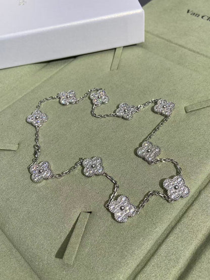 [Lira Jewelry]CLOVER 10 MOTIFS  FULL DIAMOND NECKLACE