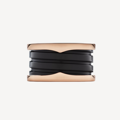 [Lira Jewelry]ZERO 1 FOUR-BAND LOOPS AND BLACK CERAMIC SPIRAL PINK GOLD RING