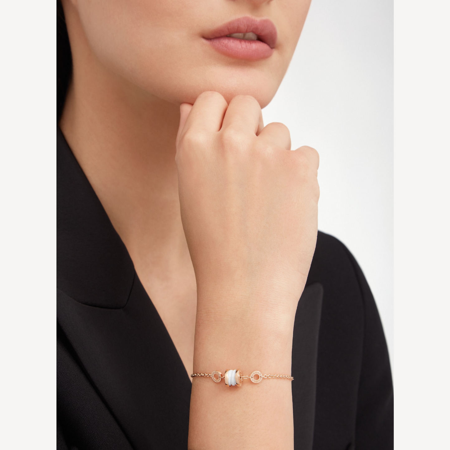 [Lira Jewelry]ZERO 1 SOFT PINK GOLD AND WHITE CERAMIC BRACELET