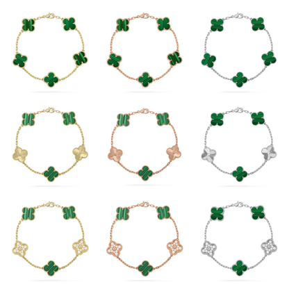 [Lira Jewelry] CLOVER 5 MOTIF MALACHITE BRACELET COLLECTION