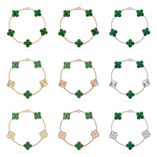 [Lira Jewelry] CLOVER 5 MOTIF MALACHITE BRACELET COLLECTION