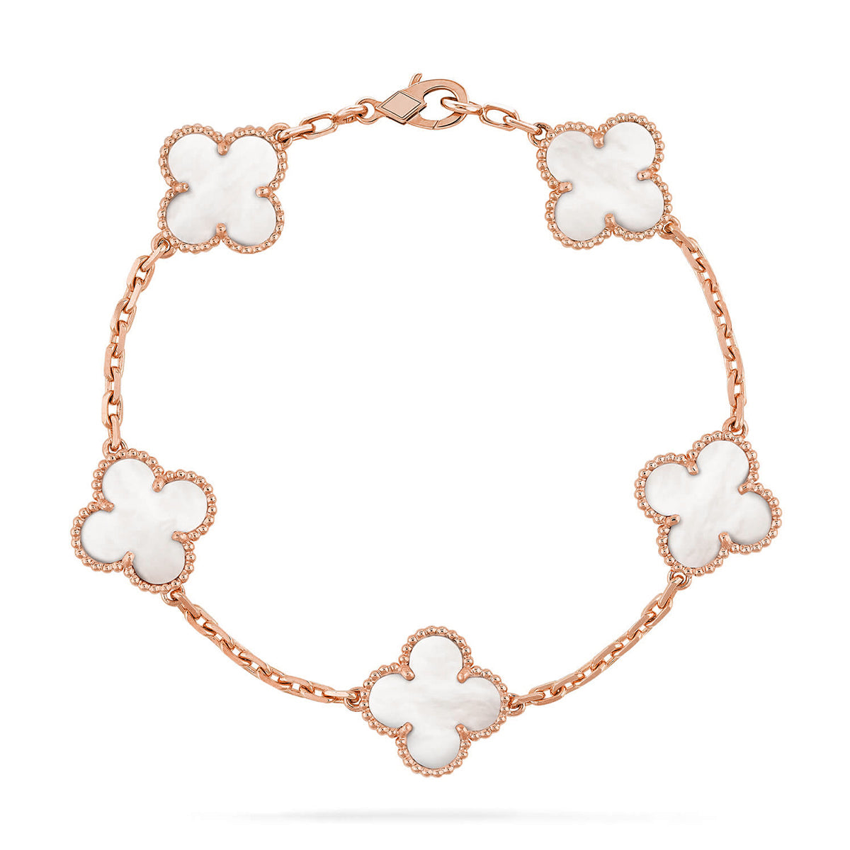 [Lira Jewelry]CLOVER WHITE PEARL MOP 5 MOTIF BRACELET COLLECTION