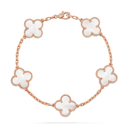 [Lira Jewelry]CLOVER WHITE PEARL MOP 5 MOTIF BRACELET COLLECTION