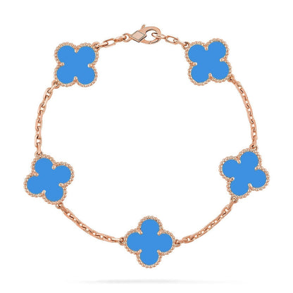 [Lira Jewelry] CLOVER 5 MOTIF BLUE AGATE BRACELET COLLECTION