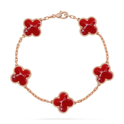 [Lira Jewelry]CLOVER 5 MOTIF RED PATTERN BRACELET COLLECTION