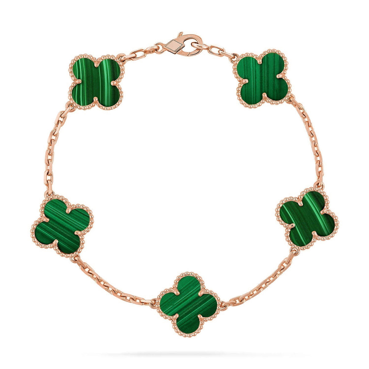 [Lira Jewelry] CLOVER 5 MOTIF MALACHITE BRACELET COLLECTION