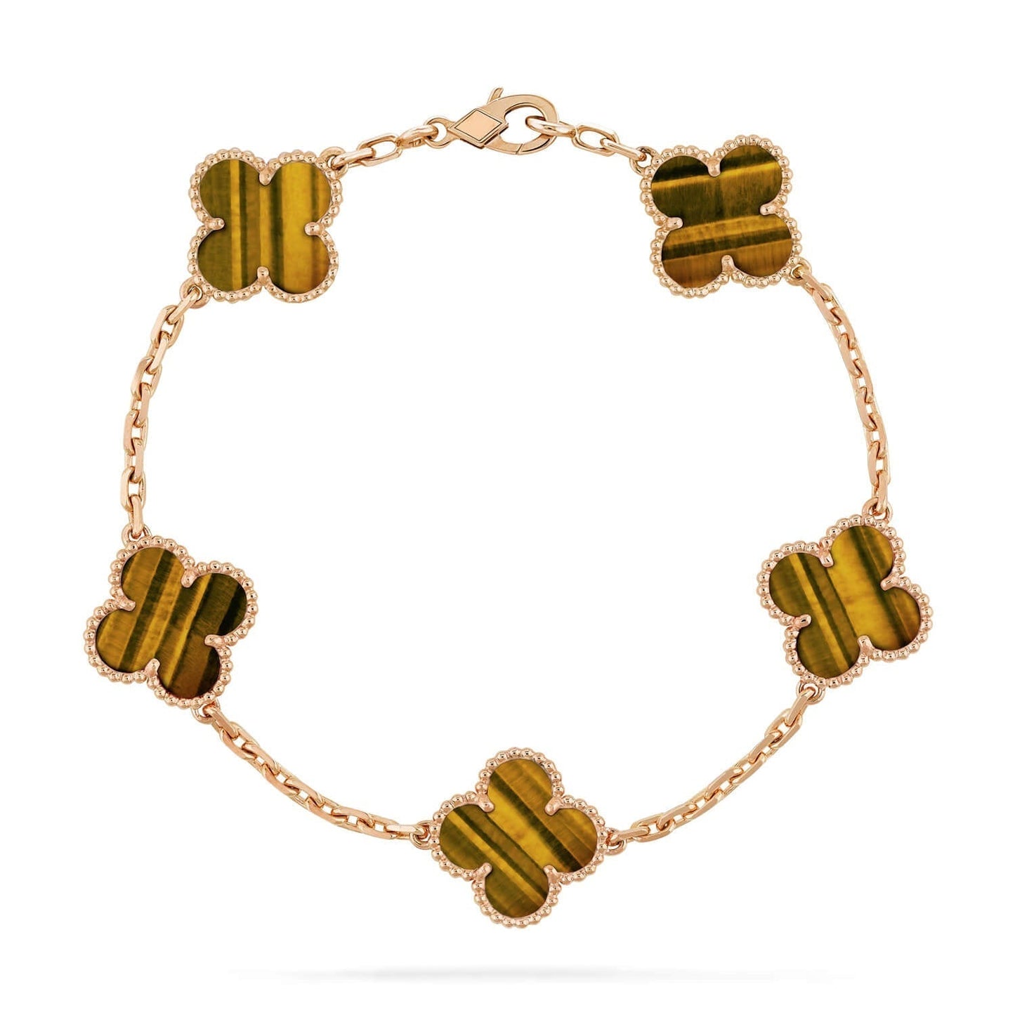 [Lira Jewelry] CLOVER 5 MOTIFS TIGER EYE BRACELET COLLECTION