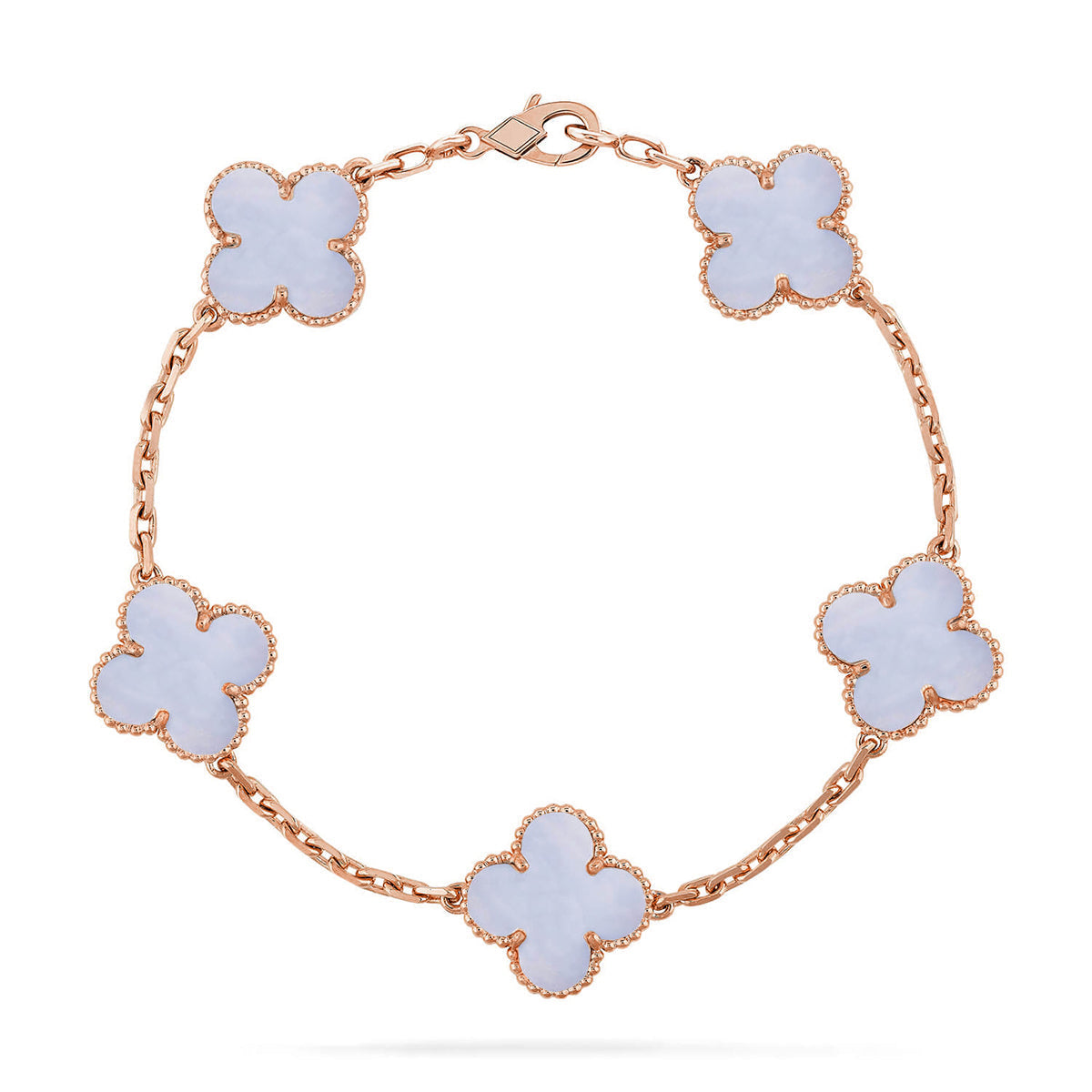 [Lira Jewelry] CLOVER 5 MOTIF PURPLE CHALCEDONY BRACELET COLLECTION