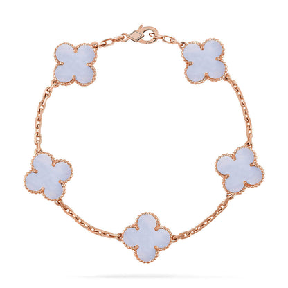 [Lira Jewelry] CLOVER 5 MOTIF PURPLE CHALCEDONY BRACELET COLLECTION
