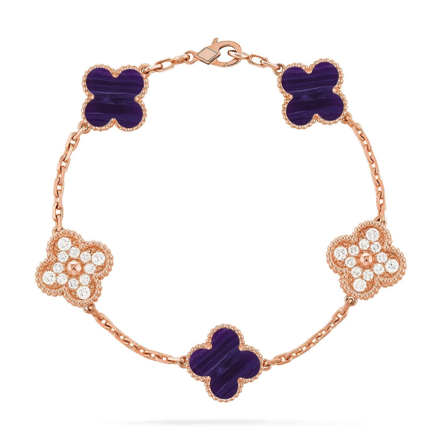[Lira Jewelry]CLOVER 5 MOTIF PURPLE STRIPES BRACELET COLLECTION