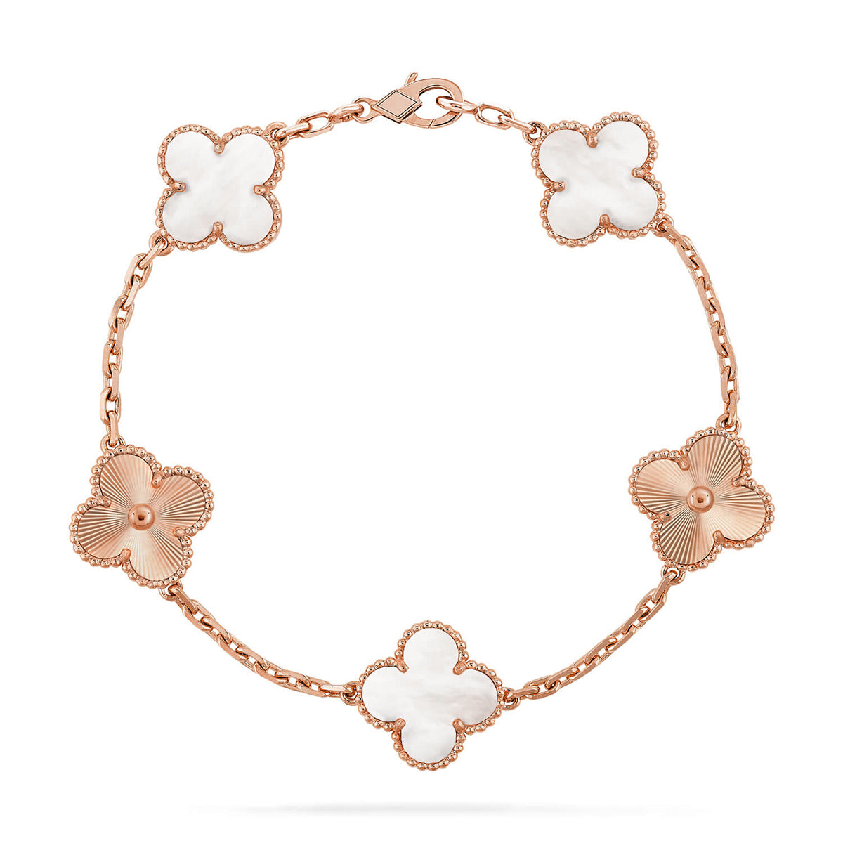 [Lira Jewelry]CLOVER WHITE PEARL MOP 5 MOTIF BRACELET COLLECTION