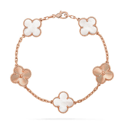 [Lira Jewelry]CLOVER WHITE PEARL MOP 5 MOTIF BRACELET COLLECTION