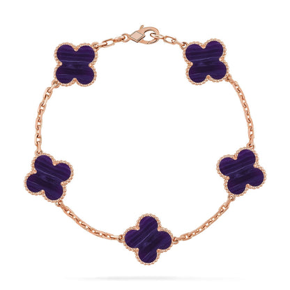 [Lira Jewelry]CLOVER 5 MOTIF PURPLE STRIPES BRACELET COLLECTION