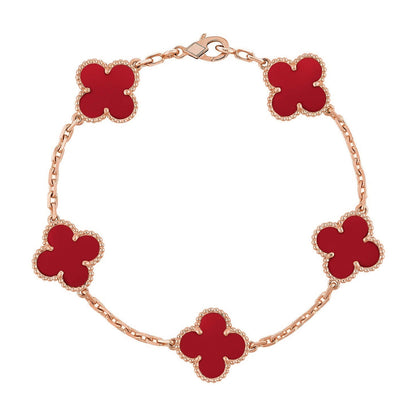[Lira Jewelry] CLOVER 5 MOTIF RED CORNELIAN BRACELET COLLECTION