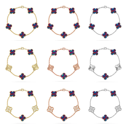 [Lira Jewelry]CLOVER 5 MOTIF COLOR GEMSTONES BRACELET COLLECTION