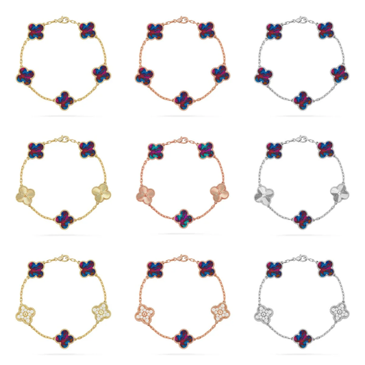 [Lira Jewelry]CLOVER 5 MOTIF COLOR GEMSTONES BRACELET COLLECTION