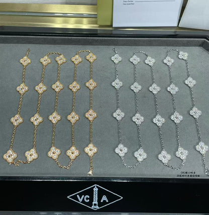 [Lira Jewelry]CLOVER 20 MOTIFS FULL-DIAMOND NECKLACE