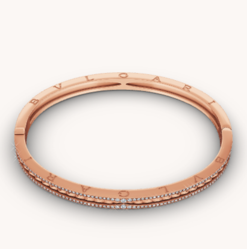[Lira Jewelry]ZERO 1 SPIRAL AND PAVED DIAMOND PINK GOLD BRACELET