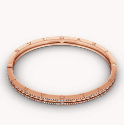 [Lira Jewelry]ZERO 1 SPIRAL AND PAVED DIAMOND PINK GOLD BRACELET