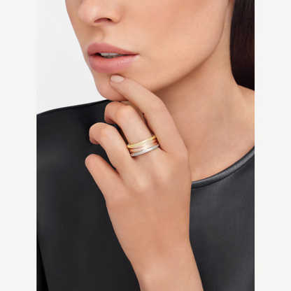[Lira Jewelry]ZERO 1 THREE-BAND ROSE WHITE AND YELLOW RING