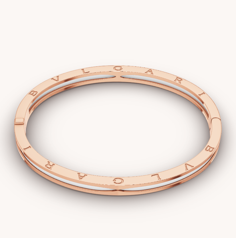 [Lira Jewelry]ZERO 1 PINK GOLD WITH WHITE CERAMIC BRACELET
