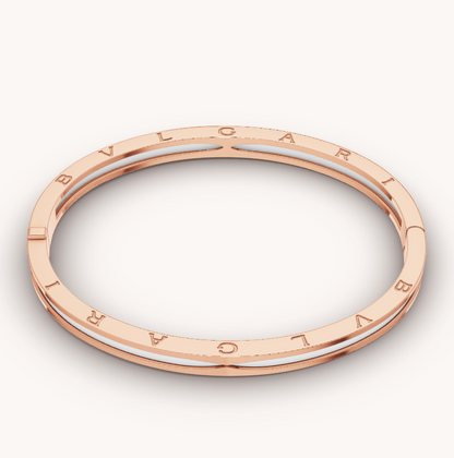 [Lira Jewelry]ZERO 1 PINK GOLD WITH WHITE CERAMIC BRACELET