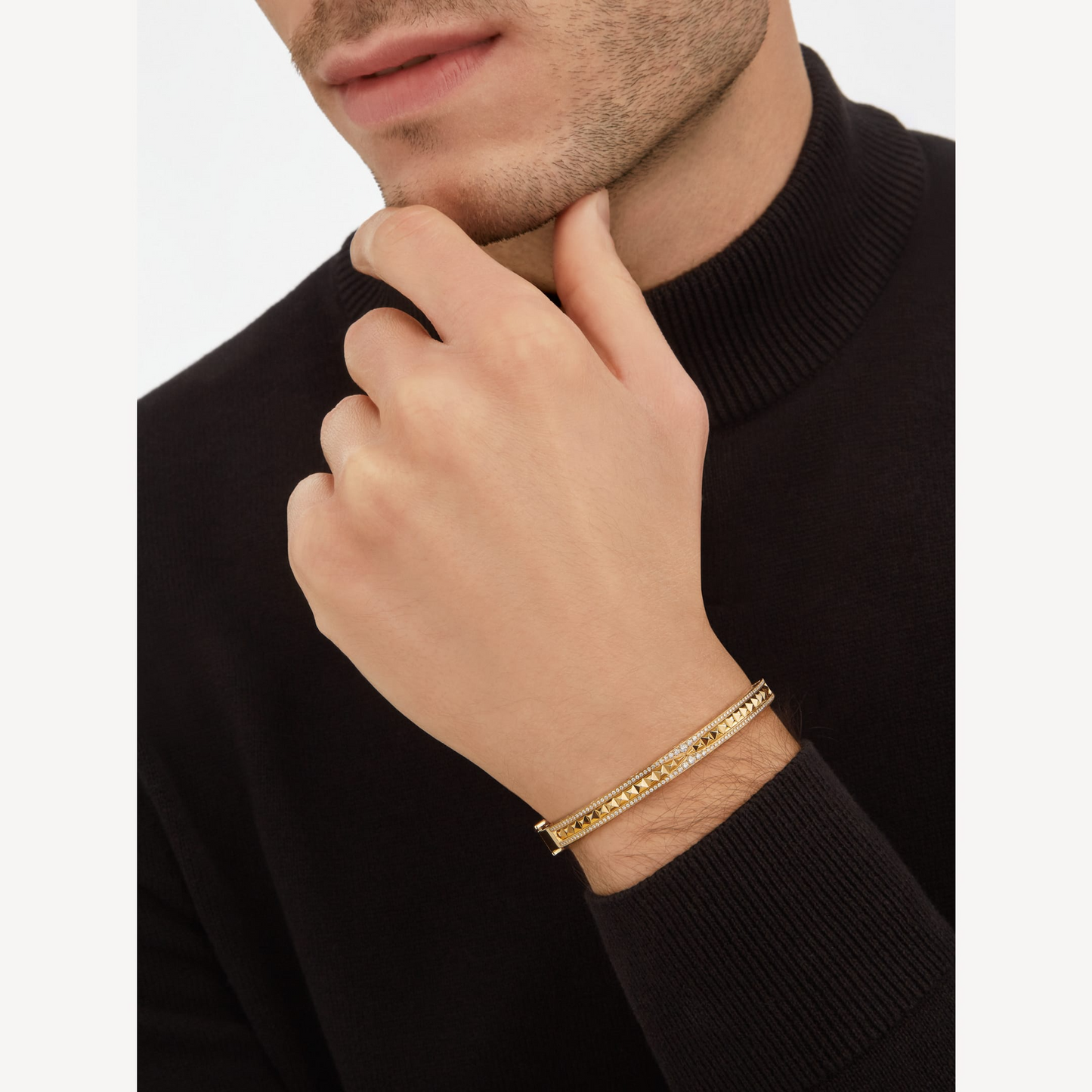 [Lira Jewelry]ZERO 1 SPIRAL AND PAVED DIAMOND GOLD BRACELET