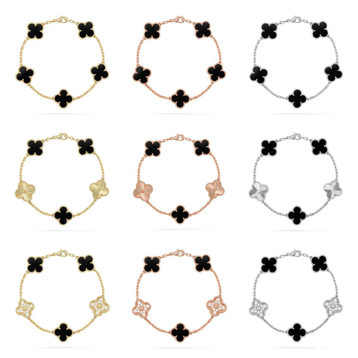 [Lira Jewelry] CLOVER 5 MOTIF ONYXS BRACELET COLLECTION