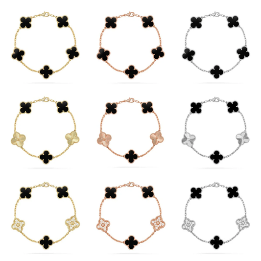 [Lira Jewelry] CLOVER 5 MOTIF ONYXS BRACELET COLLECTION