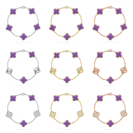 [Lira Jewelry]CLOVER 5 MOTIF LIGHT PURPLE BRACELET COLLECTION