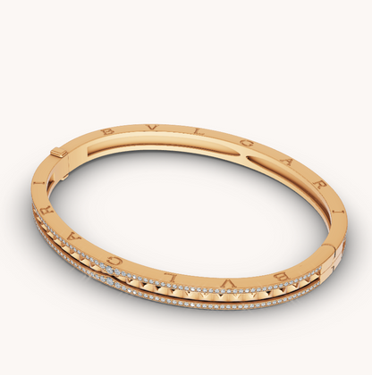 [Lira Jewelry]ZERO 1 SPIRAL AND PAVED DIAMOND GOLD BRACELET