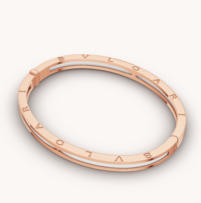 [Lira Jewelry]ZERO 1 PINK GOLD WITH WHITE CERAMIC BRACELET