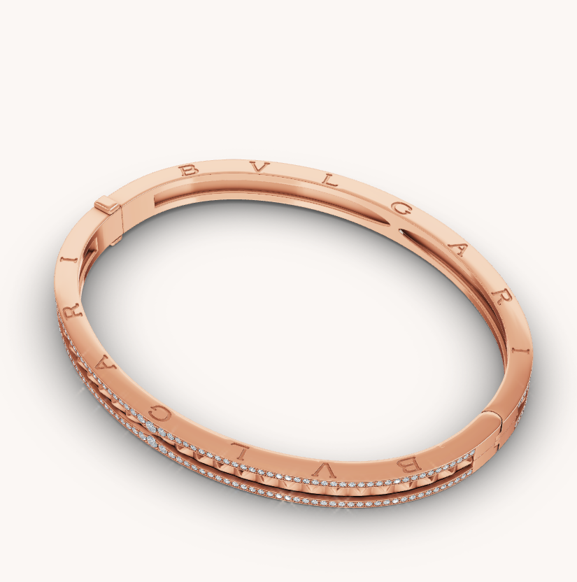 [Lira Jewelry]ZERO 1 SPIRAL AND PAVED DIAMOND PINK GOLD BRACELET
