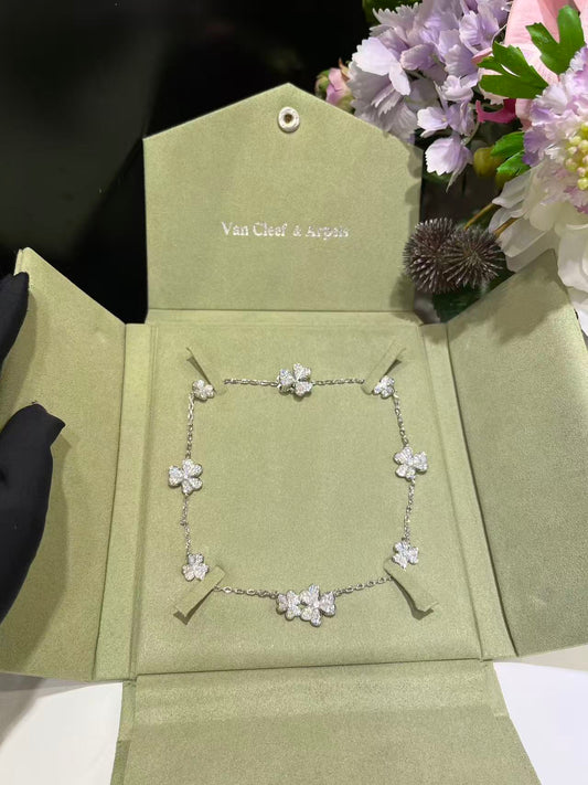 [Lira Jewelry]CLOVER 10 MOTIFS  FULL DIAMOND NECKLACE