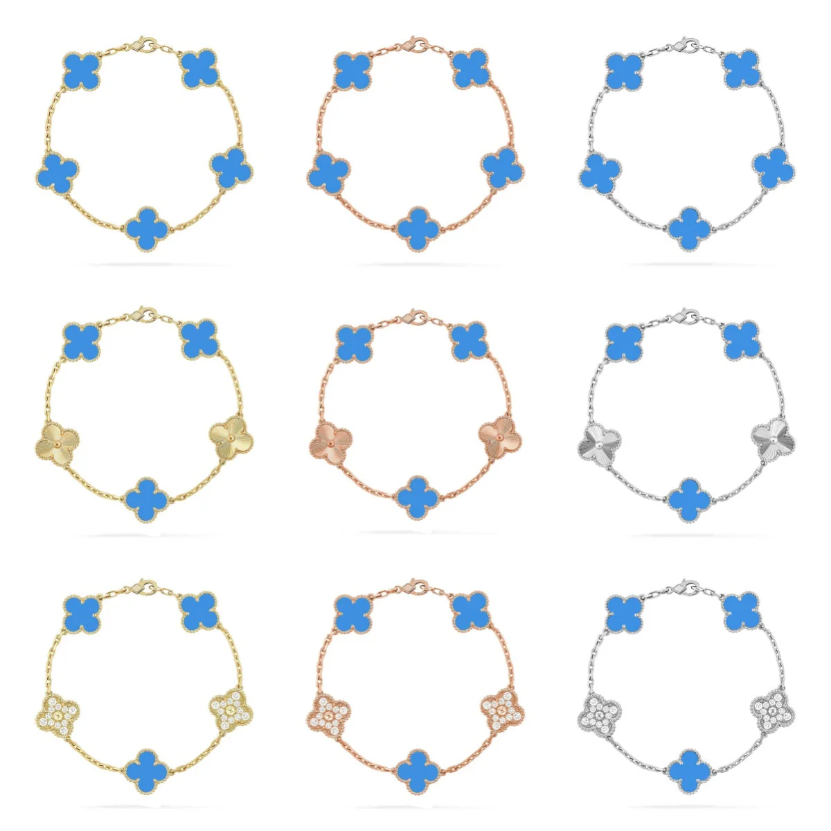 [Lira Jewelry] CLOVER 5 MOTIF BLUE AGATE BRACELET COLLECTION