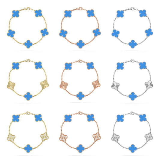 [Lira Jewelry] CLOVER 5 MOTIF BLUE AGATE BRACELET COLLECTION